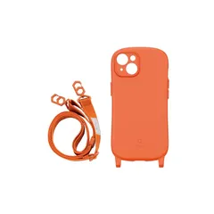 iFace Hang and iPhone 14 ケース シリコンハード/ショルダーストラップ セット (オレンジ) 【アイフェイス アイフォン14 用 カバー ショルダー ケース 】