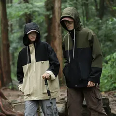 マウンテンパーカー メンズ レディース アウター 男女兼用 ウィンドブレーカー 長袖 パーカー ジャケット 切り替え 配色 防風 カジュアル ジップアップ【qcwjinsu05】