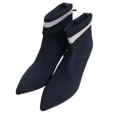 ZARA BASIC ザラ ベーシック 秋冬★ ソックス アンクル ピンヒール ショート ブーツ Sz.37 レディース 紺 ネイビー