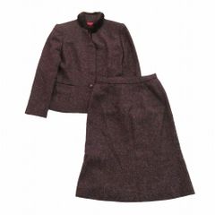 TAKEO de 365 ニシダタケオ ミンク衿 ツイード スカート スーツセットアップ レッド サイズM レディース 【中古】