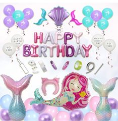 パーティーグッズ 誕生日 風船 バルーン 飾り付けセット 人魚 空気入れ付 女の子