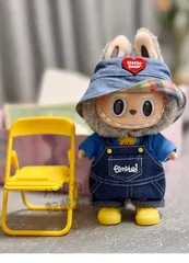 【4点セット】　Labubu デニムパンツ 帽子　ぬい服 着ぐるみ 着せ替えコスチューム ぬいぐるみ用 手作り 17cm