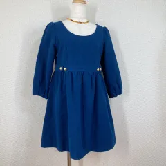 【VIS】ワンピース　ネイビー　S　ミニ 金ボタン VIVIコラボ ウール 昭和レトロ Y2K　フェアリーグランジ　森ガール　バレエコア