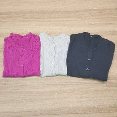 ◇ ◎ 《 無印良品/UNIQLO まとめ売り３点セット S/Mサイズ フロントボタン 薄手 シンプル カーディガン レディース 》 E 【1310050045074】