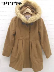 ■ one after another NICE CLAUP フェイクファー 比翼 コート サイズL ブラウン レディース 【中古】 【1002802414329】