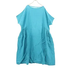 tumugu： ツムグ 日本製 半袖 膝丈ワンピース F ブルー系 レディース 古着