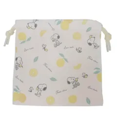 【メール便】スヌーピー 巾着袋 フラット巾着 レモン ピーナッツ マリモクラフト きんちゃくポーチ 小物入れ かわいい キャラクター グッズ 