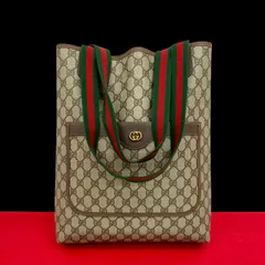 極 美品 GUCCI グッチ オールドグッチ ヴィンテージ シェリーライン GG ロゴ 金具 レザー トートバッグ セミ ショルダーバッグ 茶 23677