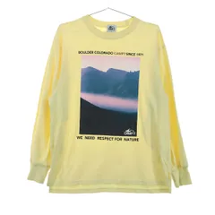 CAMP7 キャンプセブン 長袖 プリント トレーナー L クリームイエロー メンズ 古着