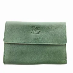 イルビゾンテ IL BISONTE 三つ折り財布 ウォレット ラウンドファスナー ロゴ レザー 緑 グリーン /HO◇ 0228