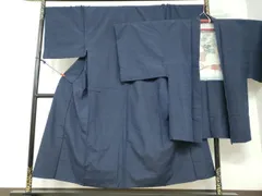 平和屋着物●男性　紬　アンサンブル　長羽織　鉄紺色　やまと誂製　キングサイズ　正絹　逸品　DAAW5936ud