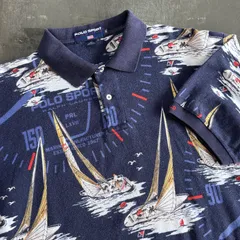 90s～00s POLO SPORT Cotton Aloha Shirt 紺黄 XL ポロスポーツ