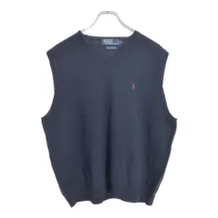Polo by Ralph Lauren ポロ ラルフローレン ウールニットベスト ネイビー(メンズ L)中古 古着 V5237