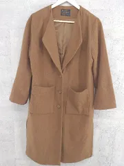 ■ Kastane カスタネ 長袖 ノーカラー コート サイズF ブラウン系 レディース  【1002800969296】