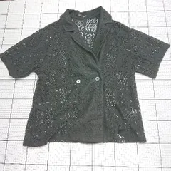 ◇ ⊂ Heather ヘザー 透け柄 半袖 半袖レース　テーラードジャケット サイズF ブラック系 レディース E  【1508060016904】のサムネイル