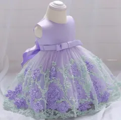 好評　お花モチーフ　ふんわりベビードレス　発表会お誕生日ドレスcocobee