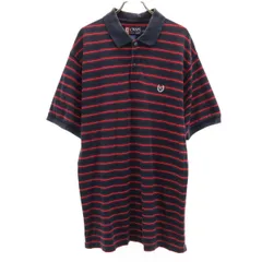 CHAPS RALPH LAUREN チャップスラルフローレン ボーダー柄 半袖 ポロシャツ L ネイビー メンズ 古着