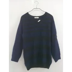 ◇ Aquagirl アンゴラ混 ボーダー 長袖 ニット セーター ネイビー ブラック レディース  【中古】 【1204040002836】