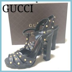 GUCCI パイソン型押し スタッズ ヒール サンダル 37C - メルカリ