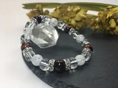 パワーストーン ブレスレット レッドタイガーアイ&水晶&クラック水晶  （シルバー）レディース 女性  数珠ブレス 開運 プレゼント ギフト  [n]