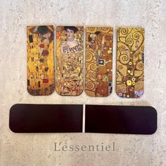 【 グスタフ クリムト マグネット式 ブックマーク】４個セット 絵画 磁気 しおり 栞 ブック マーカー 名画 両面 読書 アール ヌーヴォー アート 磁石 美大 芸術 美術 作品 草花 庭 勉強 秋 本 ギフト プレゼント