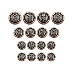 新品 ブレザー ボタン 16個セット 直径15mm/20mm/25mm アンティーク メタルボタン 交換 補修 学生服/スーツ/ブレザー用/コートなど 洋服用 袖口 金 アクセサリー セット DIY 手作り おしゃれ 麦穂バッジ 装飾（黒*ゴールド）