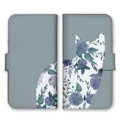 iPhone11Pro ケース 手帳型 アイフォン11 プロ スマホケース 携帯ケース 猫 ねこ ネコ シルエット 花柄 お花 フラワー くすみカラー かわいい 大人可愛い 大人女子  スマホカバー カラー02