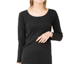 [ラウレアアコアコア] ブラック M レディース 女性用 肌着 下着 シャツ トップス 無地 8分袖 シンプル ストレッチ 伸縮性 保温 防寒 起毛 切りっぱなし カットオフ UV カット 静電気 防止 ほっと あたため m mインナー  [ブラック] [M]