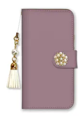 Galaxy S24 FE SCG30 ケース 手帳型 ギャラクシーS24 FE SCG30 スマホケース パール デコ付き ストラップ付  くすみピンク ベージュ グレー 無地 可愛い 大人女子 かわいい おしゃれ カラー03