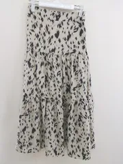 ◇ CHILLE チル 総柄 ウエストゴム ロング ティアード スカート サイズF アイボリー ブラック レディース  【1206160008385】