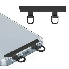 【新品】 ZXZone ストラップホルダー 2口タイプ スマホ ストラップホルダー 浮きにくい折り曲がれ設計・0.2mm極薄金属製タグパッチ 落下防止 首掛け 斜めがけ 肩掛け 首かけ 携帯ストラップ スマホアクセサリ(ブラック-XT-2口) 0