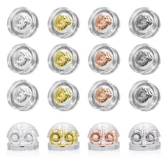 【人気商品】シリコン ピアス キャッチ シリコンピアスキャッチ ダブルロック かわいい 落ちない 8ペア 16個入り (ミックス)