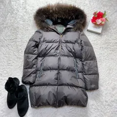 美品　ナノユニバース　西川ダウン　ダウンジャケット　ファー　ラクーン　チャコールグレー　サイズ36　Sサイズ相当