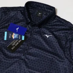 ○送料390円可能商品 ミズノ ゴルフ MIZUNO GOLF 新品 メンズ 吸汗速乾 半袖 ボタンダウン ポロシャツ 紺[E2JA2068141N-2XL]一 三 零★QWER