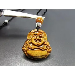 天然石色合い極上4Aタイガーアイ布袋様彫り ペンダントトップ ネックレス