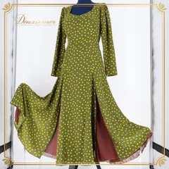 【美品 フラメンコ衣装】クリームグリーン×水玉 ブラウス ファルダ ペチコート 楽天市場】フラメンコ衣装 スカート 水玉ファルダ4段フリル グリーン