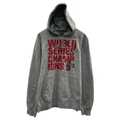 NIKE プリントスウェット パーカー M グレー ナイキ プルオーバー カンガルーポケット スポーティー 古着卸 アメリカ仕入 a703-6827