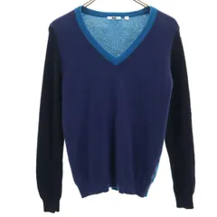ユニクロ カシミヤ100％ 長袖 Vネック セーター M ブルー系 UNIQLO ニット レディース