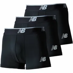 ニューバランス ボクサーパンツ 3枚セット メンズ USサイズ Newbalance メッシュボクサーパンツ 股下3インチ 前閉じ 3Pパック 限定　男性 紳士用 アンダーウェア 黒 ブラック ボクサーブリーフ 吸汗速乾 ドライ 下着/LAU13048-BKK