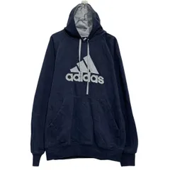 adidas ロゴスウェット パーカー S ネイビー ホワイト アディダス プルオーバー ラグラン ポケット 古着卸 アメリカ仕入 a611-7338のサムネイル