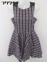 ◇ ◎ Closet タグ付 総柄 ノースリーブ ミニ ワンピース ブラック ピンク レディース  【1109090000231】