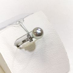 Pt900 あこや真珠ナチュラルブルーリング