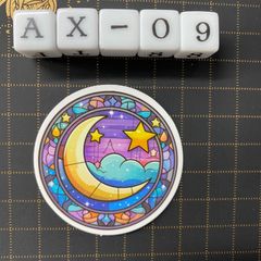 방수 스티커 초승달 스테인드 글라스 풍 일러스트 AX-9