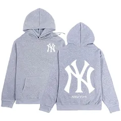 野球 NYヤンキースフーディー メンズ ゆったり 大サイズ パーカースウェット ストリートファッション グレー