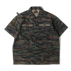 WTAPS シャツ サイズ:L / タイガーカモ ミリタリー 半袖シャツ (BUDS SS 02 / SHIRT) / タイガーストライプ / トップス カジュアルシャツ【メンズ】【中古】
