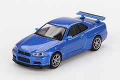 MINI GT 1/64 ニッサン スカイライン GT-R R34 Vスペック ベイサイドブルー (右ハンドル) 完成品