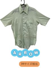 ARROW　半袖シャツ　訳アリ　汚れあり　ほつれ有り　薄緑色　爽やか　ゆったり　U-464