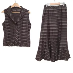 極美品　レリアン スカートセットアップスーツ ツィード調 ブラウン　サイズ9 極美品 レリアン スカートセットアップスーツ ツィード調