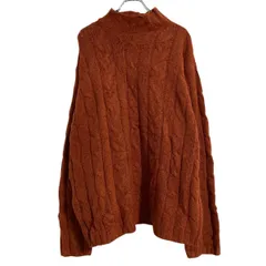 AMERICAN EAGLE ウール混 ニット セーター XL オレンジ アメリカンイーグル モックネック ケーブル 古着卸 アメリカ仕入 a702-5200