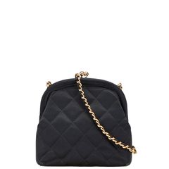 シャネル マトラッセ ココマーク 斜め掛け チェーン ショルダーバッグ ブラック サテン レディース CHANEL【228-21318】